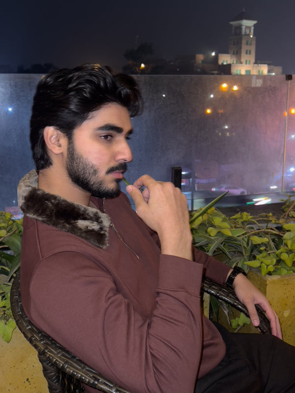 Brown Furr Collar Shirt